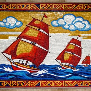 Soviet Mosaic Art: Sailing Yacht Race