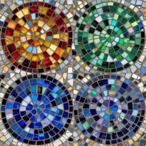 Colorful Circles Mosaic Art – Opus Incertum Style