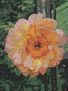 Vibrant Orange Flower Mosaic Art – 60×80 cm