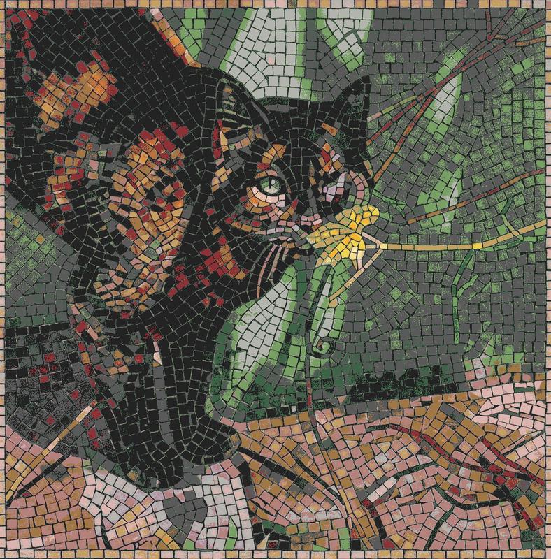 Tortoiseshell Cat Mosaic Art - 60x60 cm