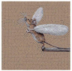 Winged Mouse Mosaic Art – Whimsical Animal Decor