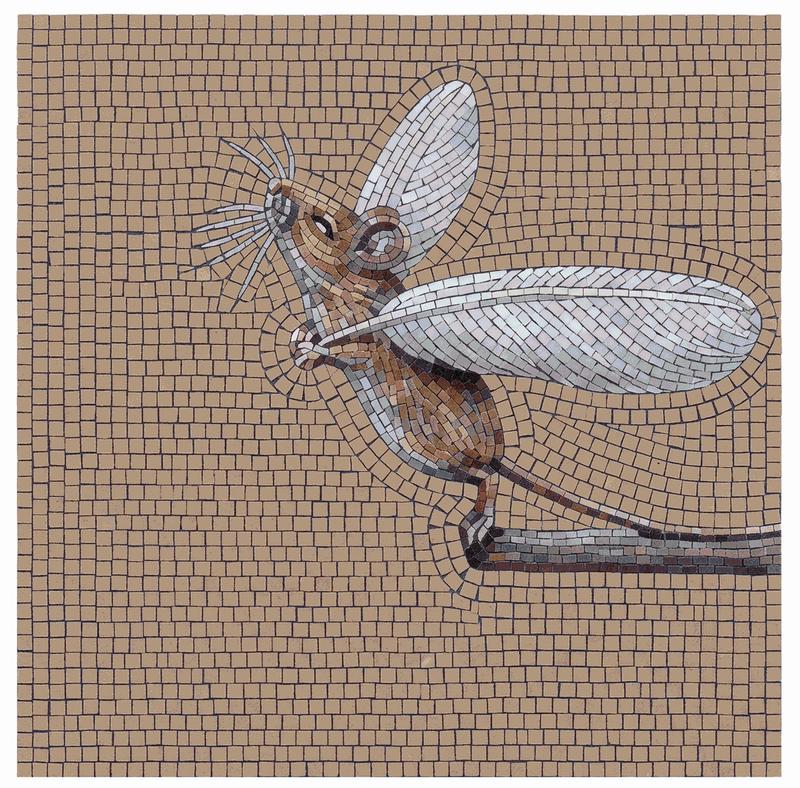 Winged Mouse Mosaic Art - Whimsical Animal Decor