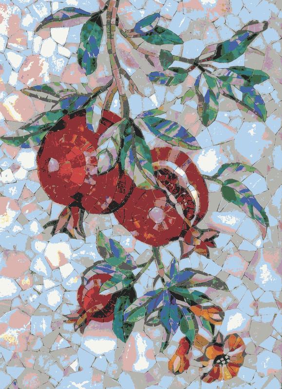 Pomegranate Branch Mosaic Art - 60x84 cm