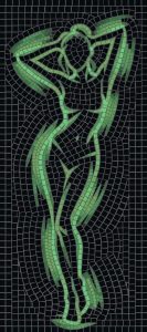 Green Silhouette Mosaic Art – Elegant Female Figure