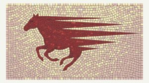 Red Speeding Horse Mosaic Art