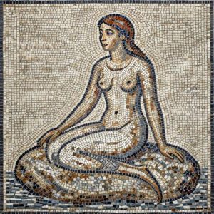 Mermaid on a Rock Mosaic – Opus Tessellatum Style