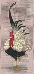 Elegant Rooster Mosaic Art – 30×65 cm