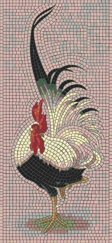 Elegant Rooster Mosaic Art - 30x65 cm