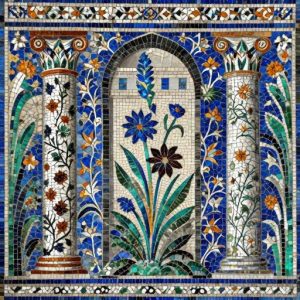 Florentine Mosaic – Roman Columns and Floral Arch