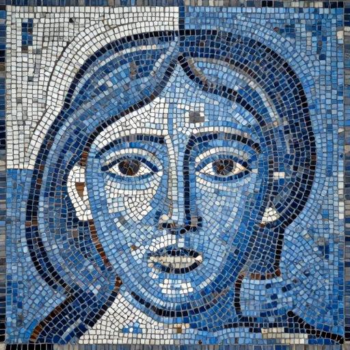 Blue Abstract Mosaic Portrait - Custom Opus Tessellatum Art