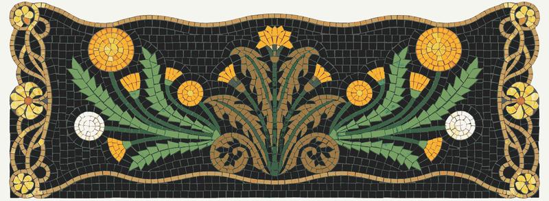 Classical Floral Mosaic Border - Yellow Blossoms