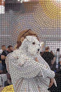 White Dog Mosaic Art – Elegant Canine Portrait