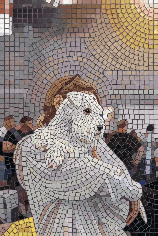 White Dog Mosaic Art - Elegant Canine Portrait