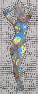 Iridescent Female Silhouette Mosaic Art