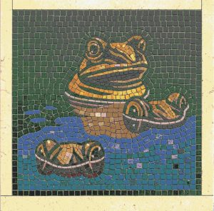 Golden Frog Mosaic Art – 11×11 cm