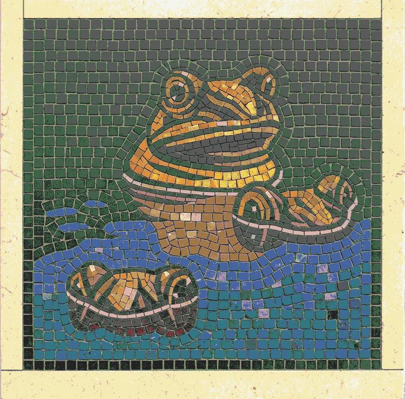 Golden Frog Mosaic Art - 11x11 cm