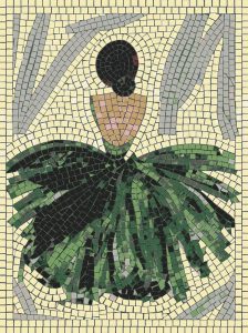 Elegant Woman in Green Mosaic Art