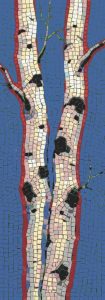 Stylized Nature Mosaic – Twin Tree Trunks