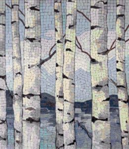 Birch Forest Mosaic Art – Serene Nature Wall Decor