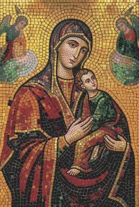 Divine Mother and Child Mosaic Art