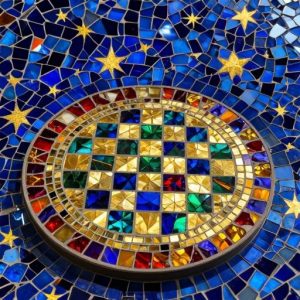 Starry Night Mosaic Chess Table
