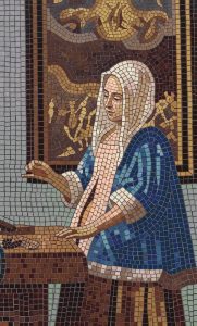 Classical Mosaic Portrait of a Woman in Blue
