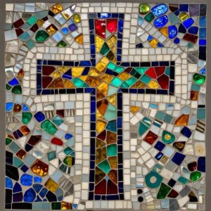 Colorful Mosaic Cross Art – Custom Opus Incertum Piece