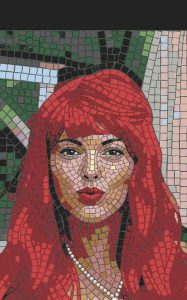 Elegant Woman with Red Hair Mosaic Art
