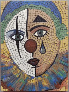 Sad Clown Mosaic Art – Handcrafted Wall Decor