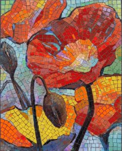 Vibrant Poppy Flowers Mosaic Art
