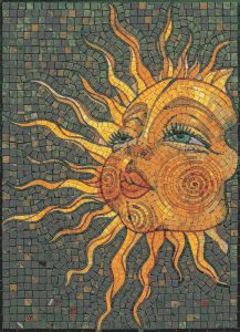 Radiant Sun Face Mosaic Art