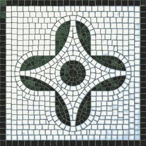 Geometric Green and White Mosaic Tile