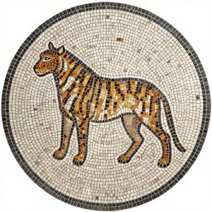 Custom Tiger Mosaic Tabletop – Opus Tessellatum Art