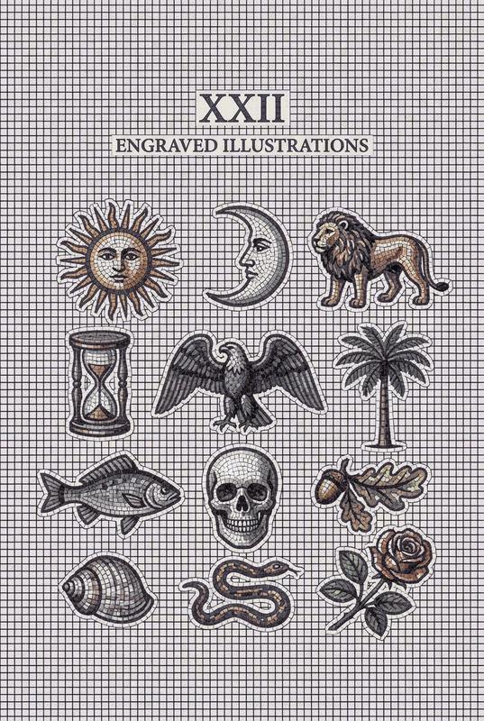 Engraved Illustrations Mosaic Art - Symbolic Collection