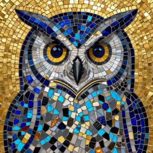 Guardian Owl Byzantine Mosaic Art