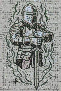 Stoic Knight Mosaic Art – 60×90 cm