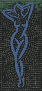 Elegant Blue Female Silhouette Mosaic Art