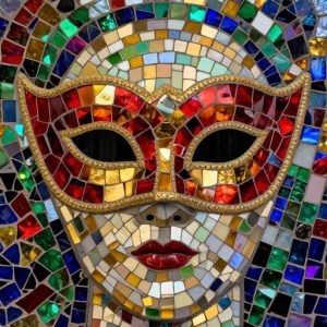 Venetian Carnival Mask Mosaic Art