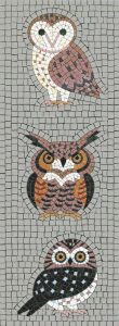 Trio of Stylized Owls Mosaic Art