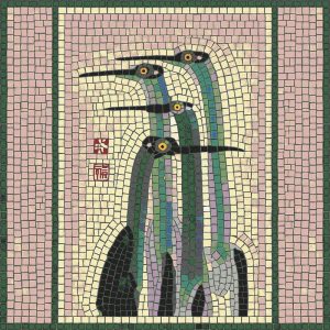 Elegant Mosaic Birds Art – 60×60 cm