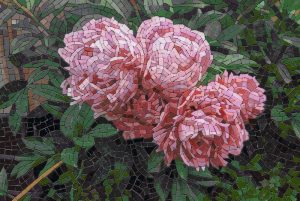 Pink Peonies Mosaic Art – Elegant Floral Wall Decor