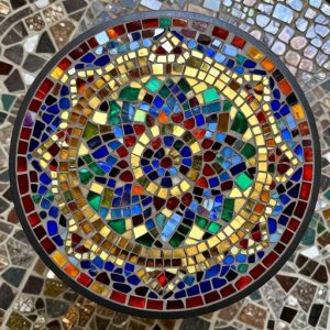 Indian Mandala Mosaic Round Table