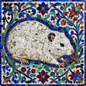 White Rat Florentine Mosaic Art