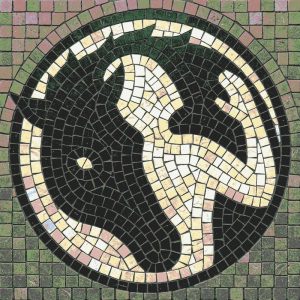 Abstract Circular Mosaic Art – Black and Cream