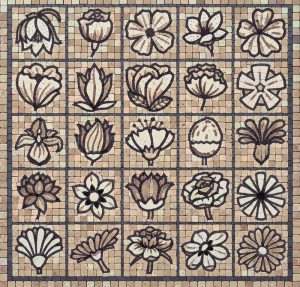 Vintage Botanical Flower Mosaic Art
