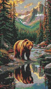 Majestic Brown Bear in the Wild Mosaic Art