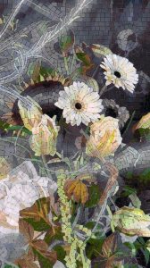 Elegant White Floral Mosaic Art – 60×107 cm