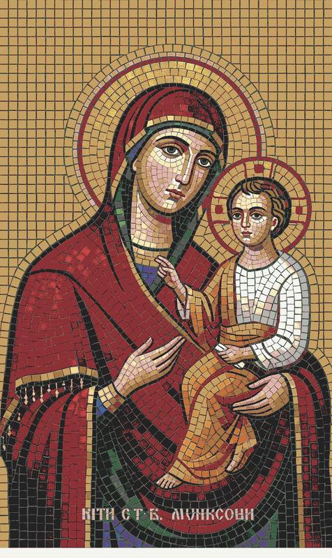 Virgin Mary and Child Jesus Mosaic Art - Classical Style