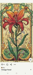 Art Nouveau Lily Mosaic Panel – Vintage Floral Art