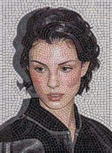Elegant Woman Mosaic Portrait – 60×81 cm